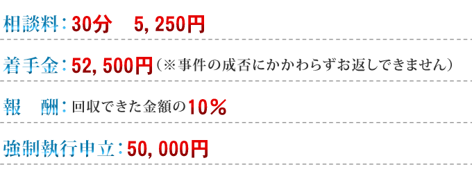 家賃滞納問題に関する料金案内