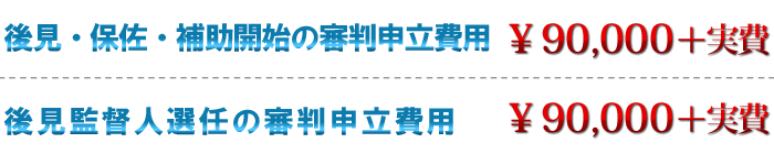 後見開始・保佐開始・補助開始の審判申立費用 90,000円+実費